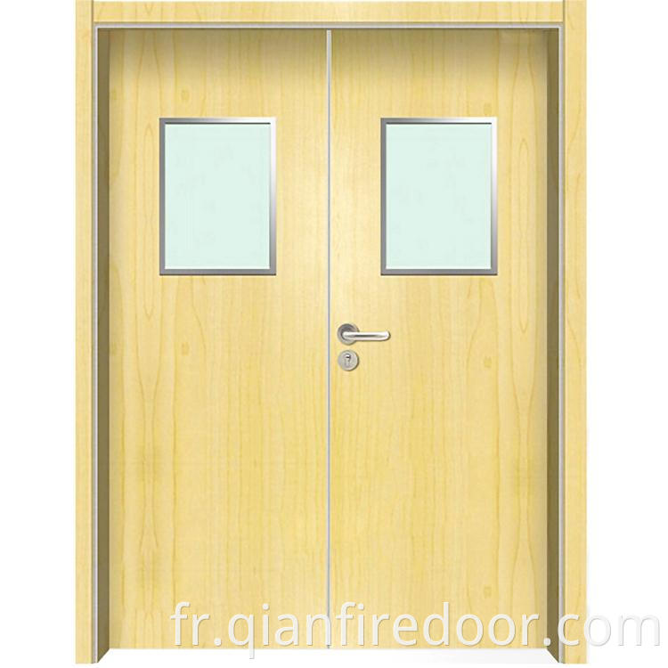 Hôpital composite solide pvc et portes intérieur intérieur double porte bois verre